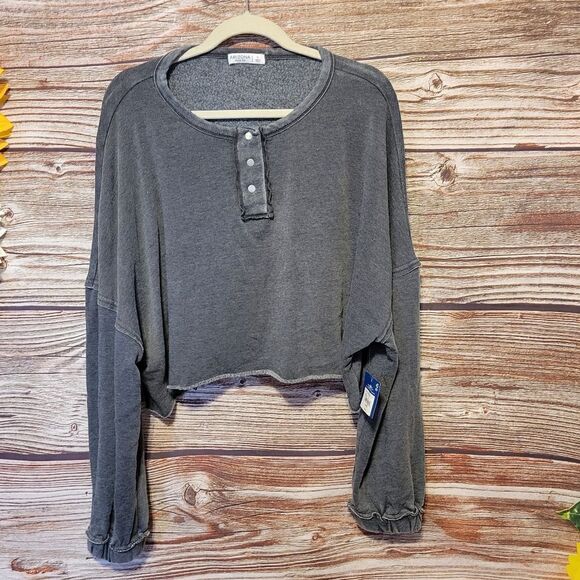 Arizona long sleeve cropped top large black NWT - Picture 1 of 7